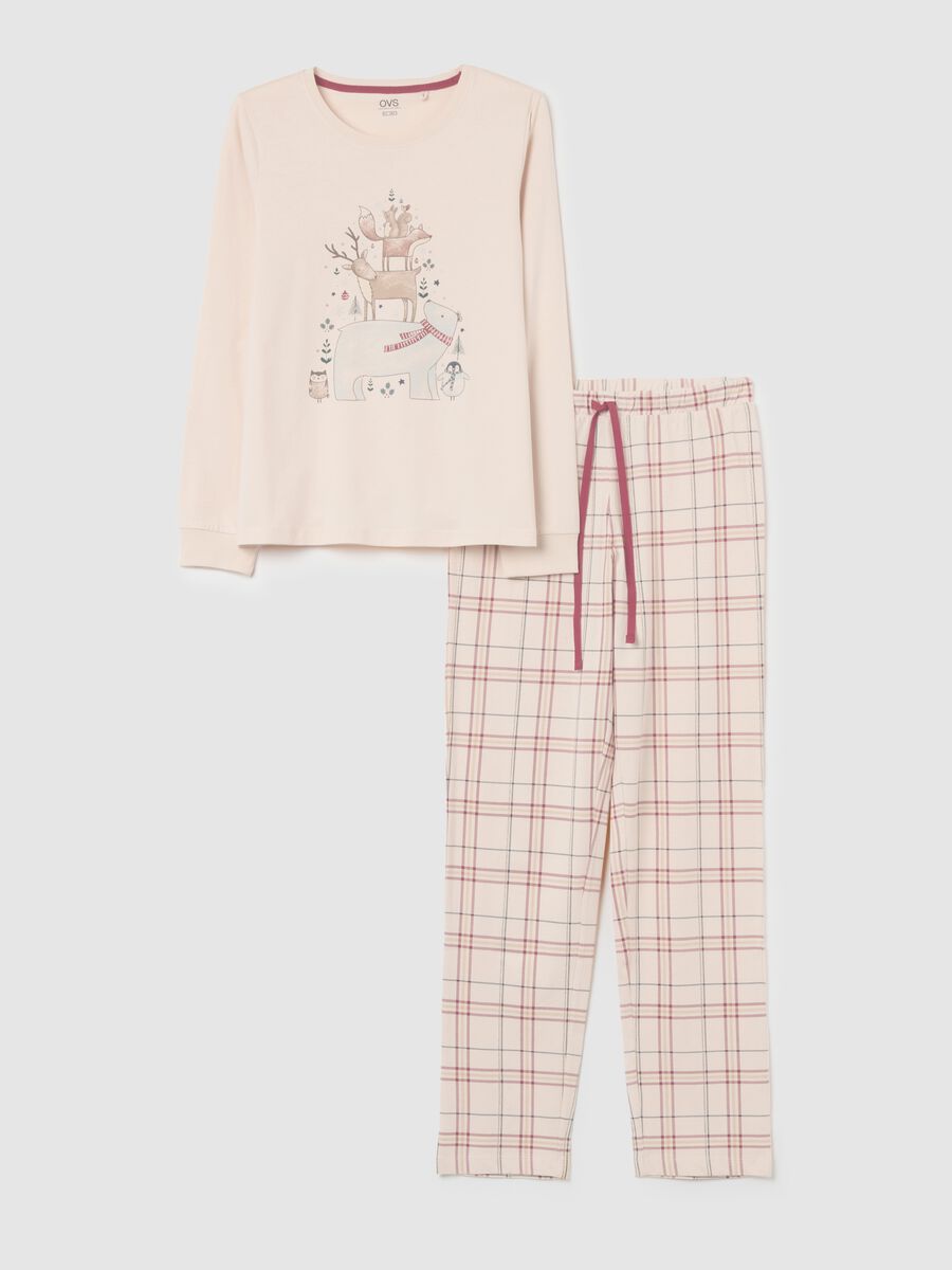 Multicolour checked pyjamas in pure cotton regular fit with print_4