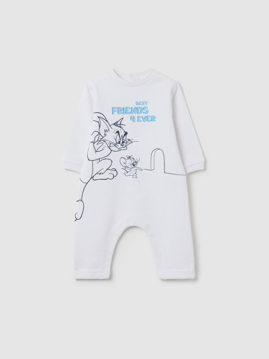 White pure cotton baby onesie with print_0