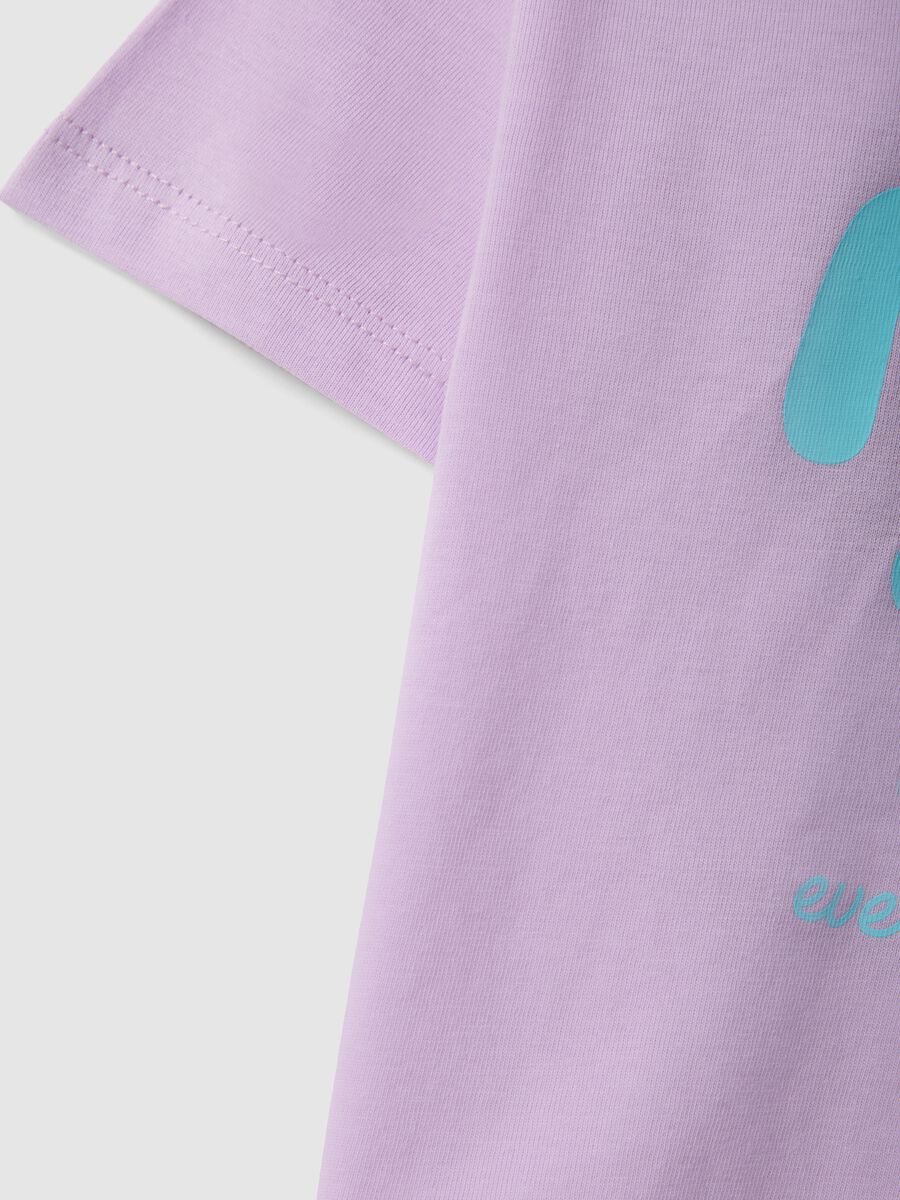Girls' violet pure cotton boxy fit T-shirt with print_3
