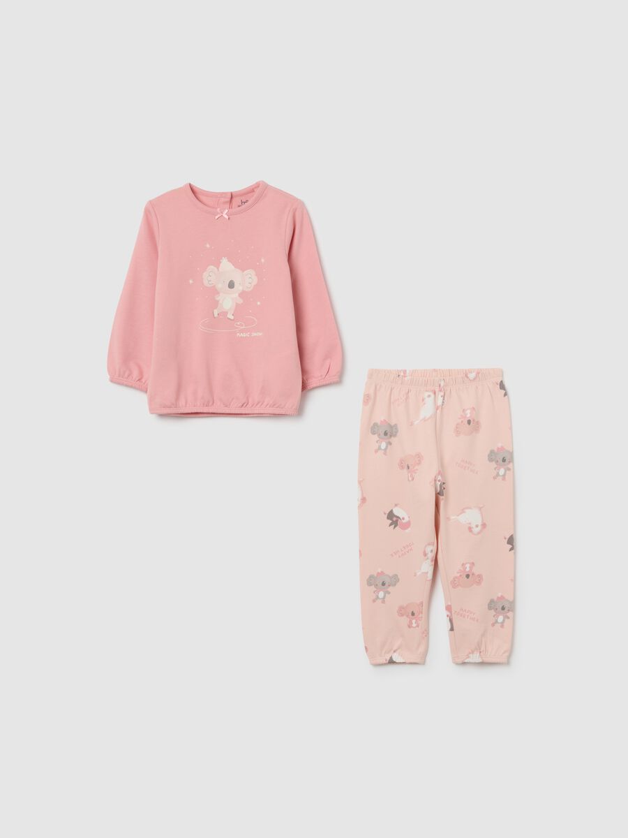 Girls' pink pure cotton pyjamas, regular fit_0