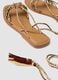 Brown flat sandals with braided tie-up straps_2