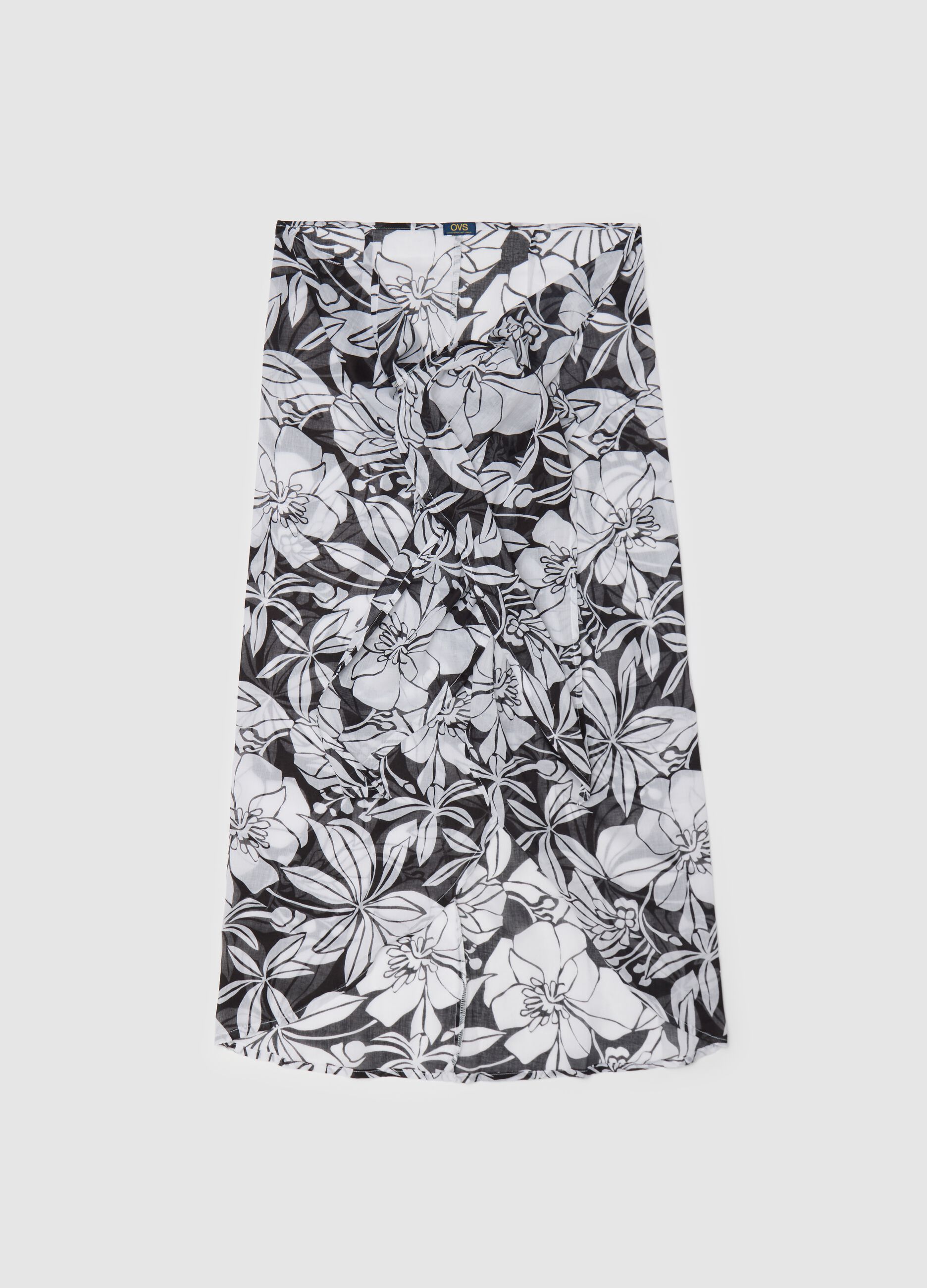 Pareo lungo da donna in puro cotone multicolor con fantasia floreale