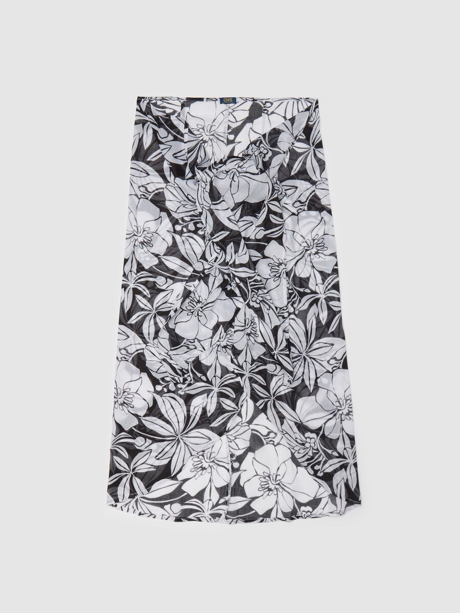 Women's multicoloured long sarong with floral pattern_4