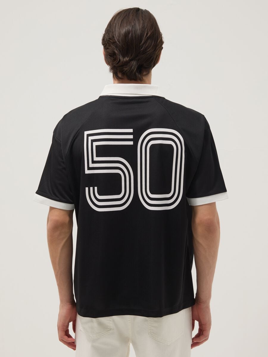 Black regular-fit T-shirt with contrast collar and Ducati lettering_3