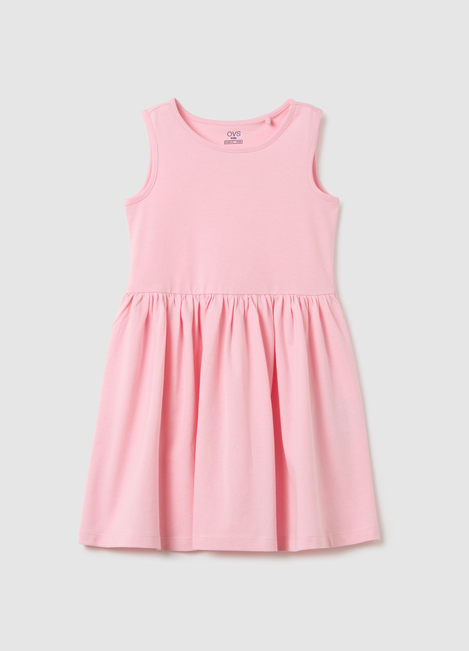 Abito da bambina in puro cotone rosa regular fit senza maniche