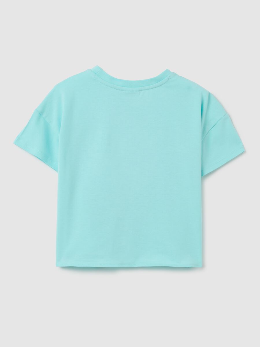 Girls' Stretch Cotton Blue T-shirt with Knot_1
