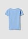 Girls&rsquo; light blue pure organic cotton T-shirt with print and glitter_1