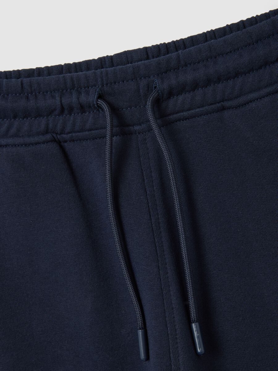 Children's blue regular fit jogger trousers in pure cotton_2