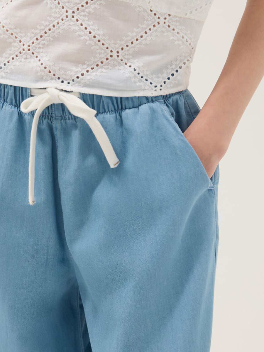 Pantaloni denim azzurri in puro cotone da ragazza wide leg_2