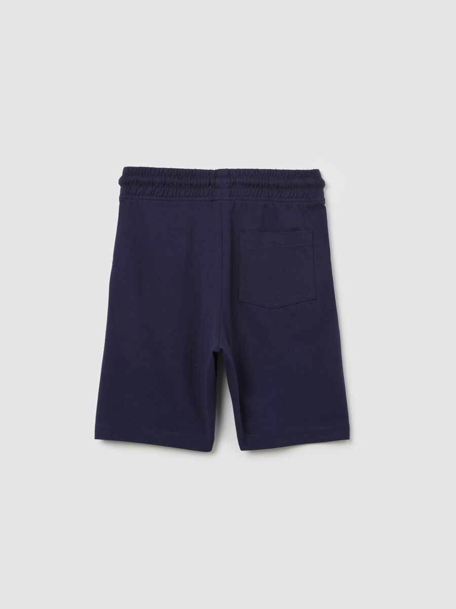 Blue cotton shorts with elastic waistband_1