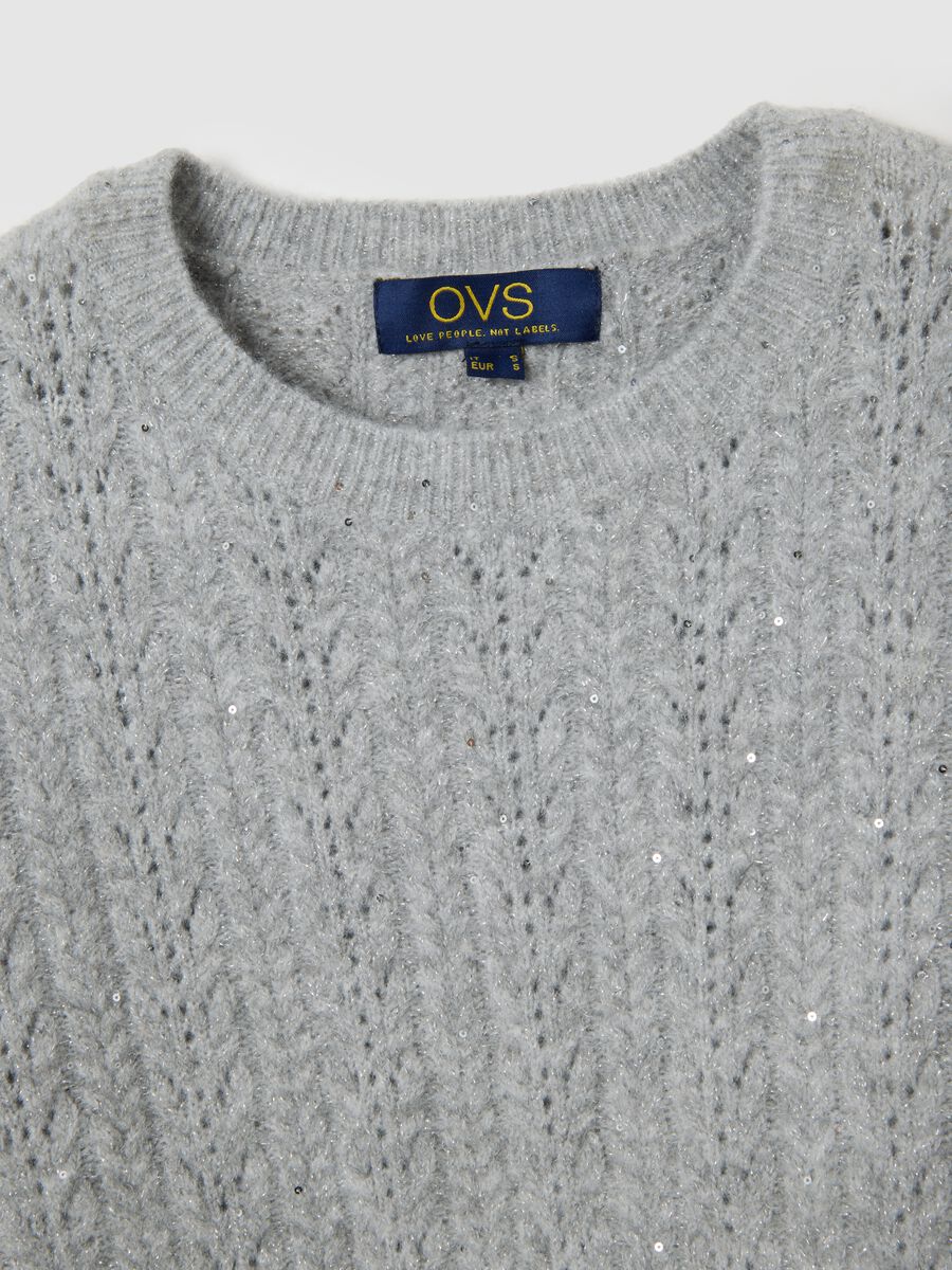 Grey regular fit sweater with sequins_5