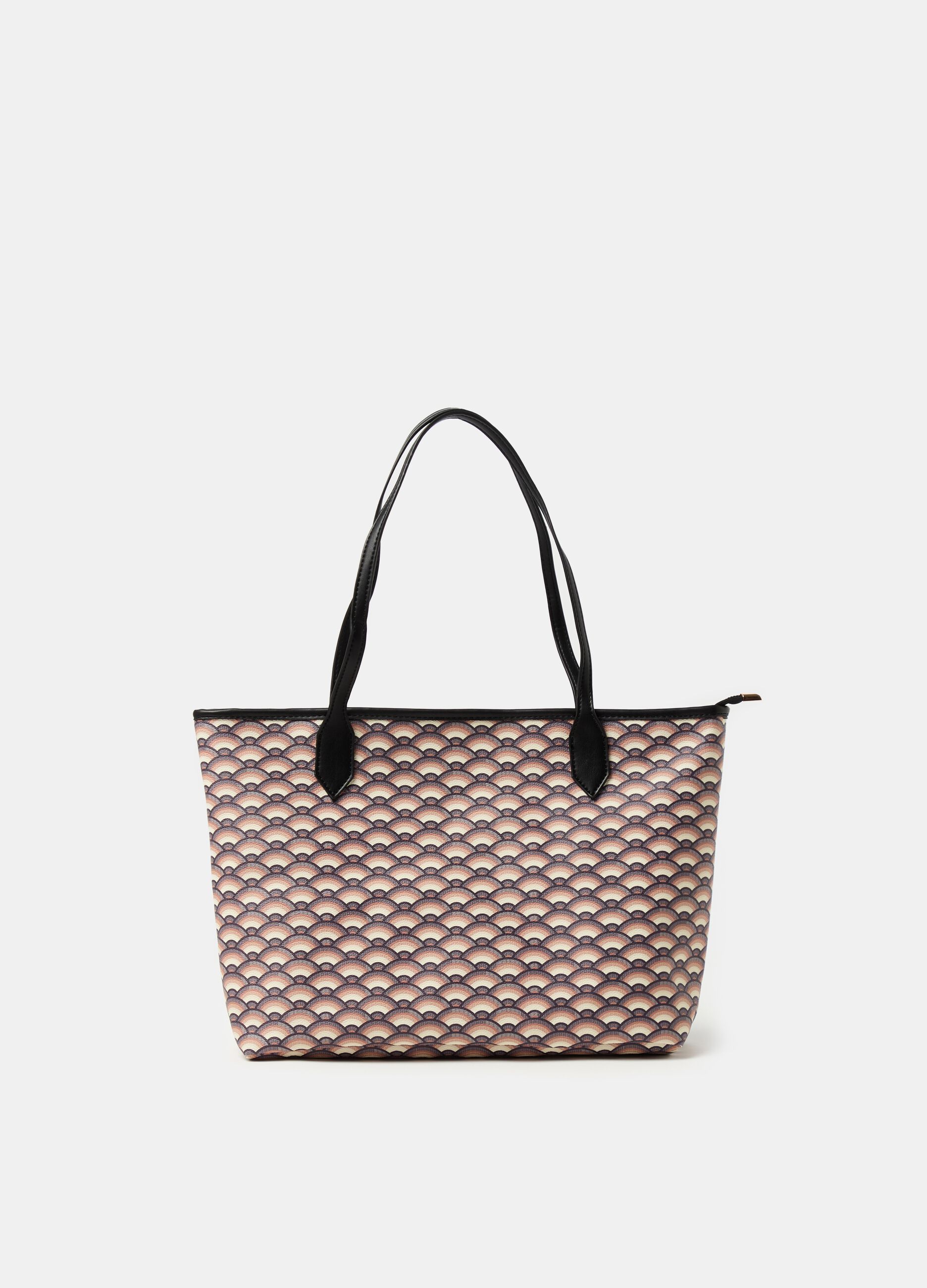 Borsa shopper con stampa geometrica