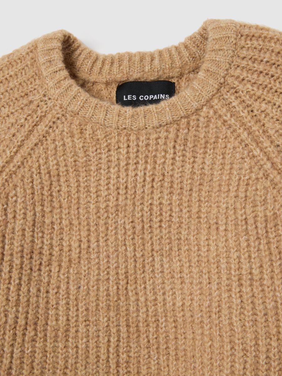 Maglione beige a coste regular fit_5