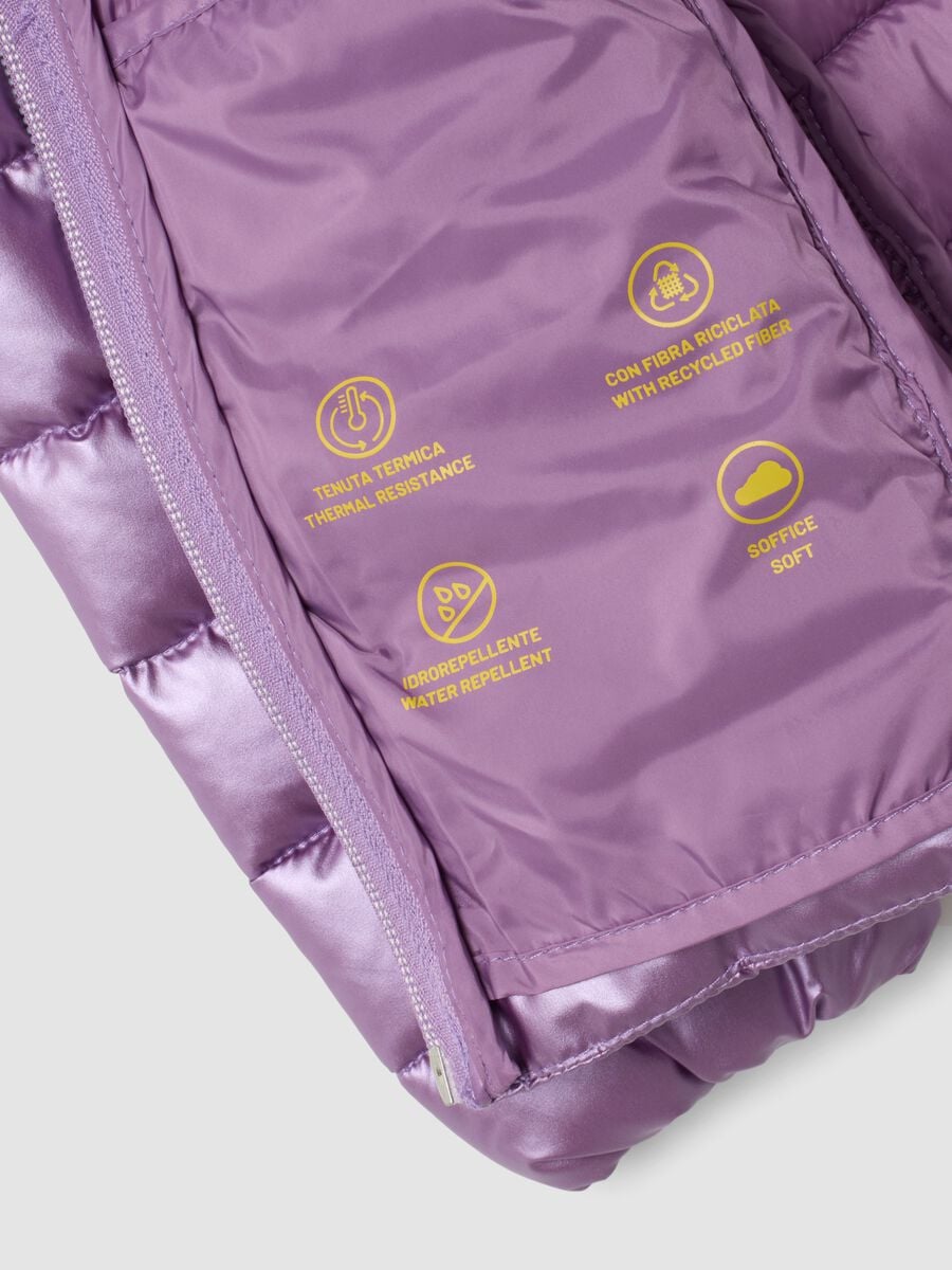 Piumino Ultralight viola con cappuccio e zip per bambina_2