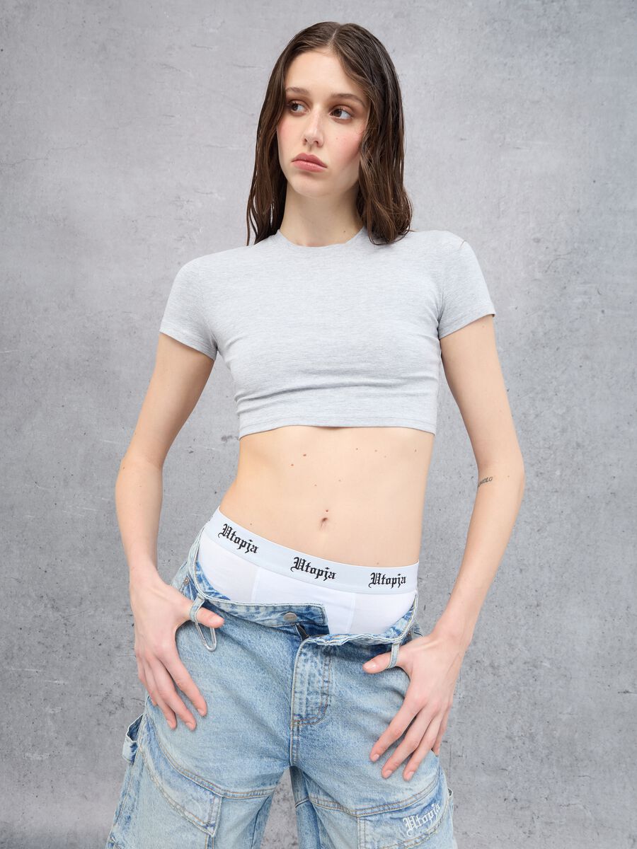 Vintage Grey Crop T-shirt_0