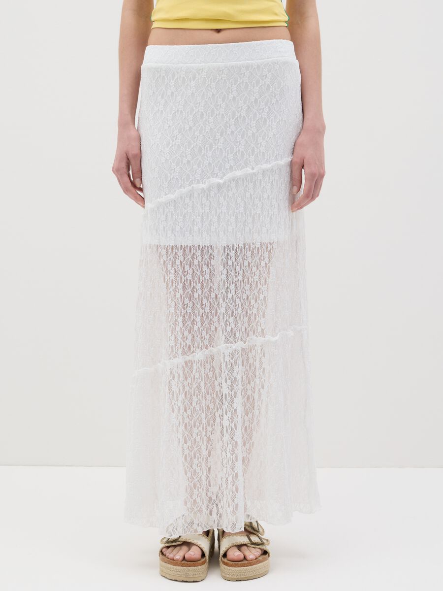 Women’s maxi skirt in white lace with regular fit_1