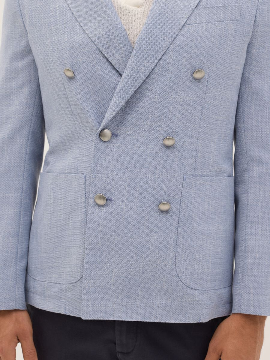Light blue slim-fit double-breasted blazer_3
