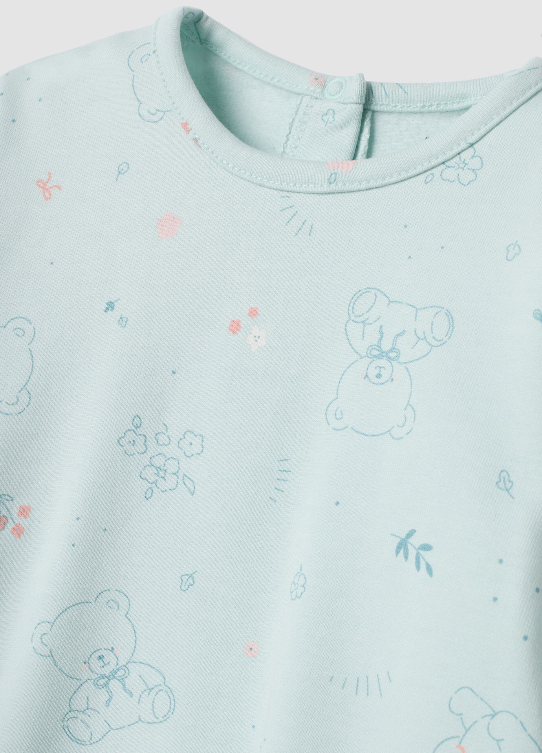White organic cotton crew-neck pyjamas
