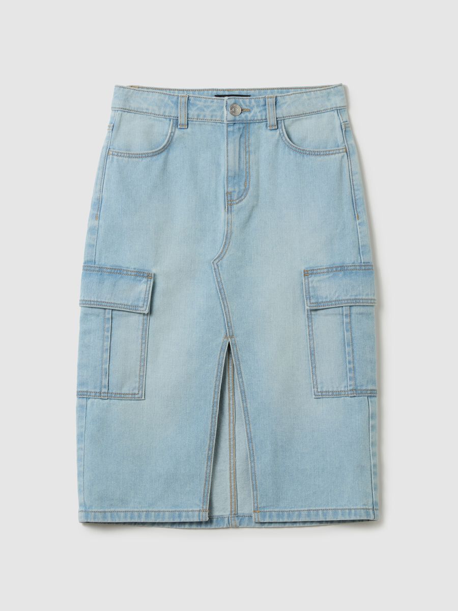 Longuette cargo in denim _0