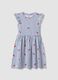 Pure cotton striped blue dress with frills and prints for girls_0