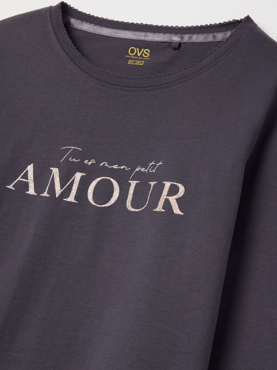 Pyjama top with "Tu es mon petit amour" print_5