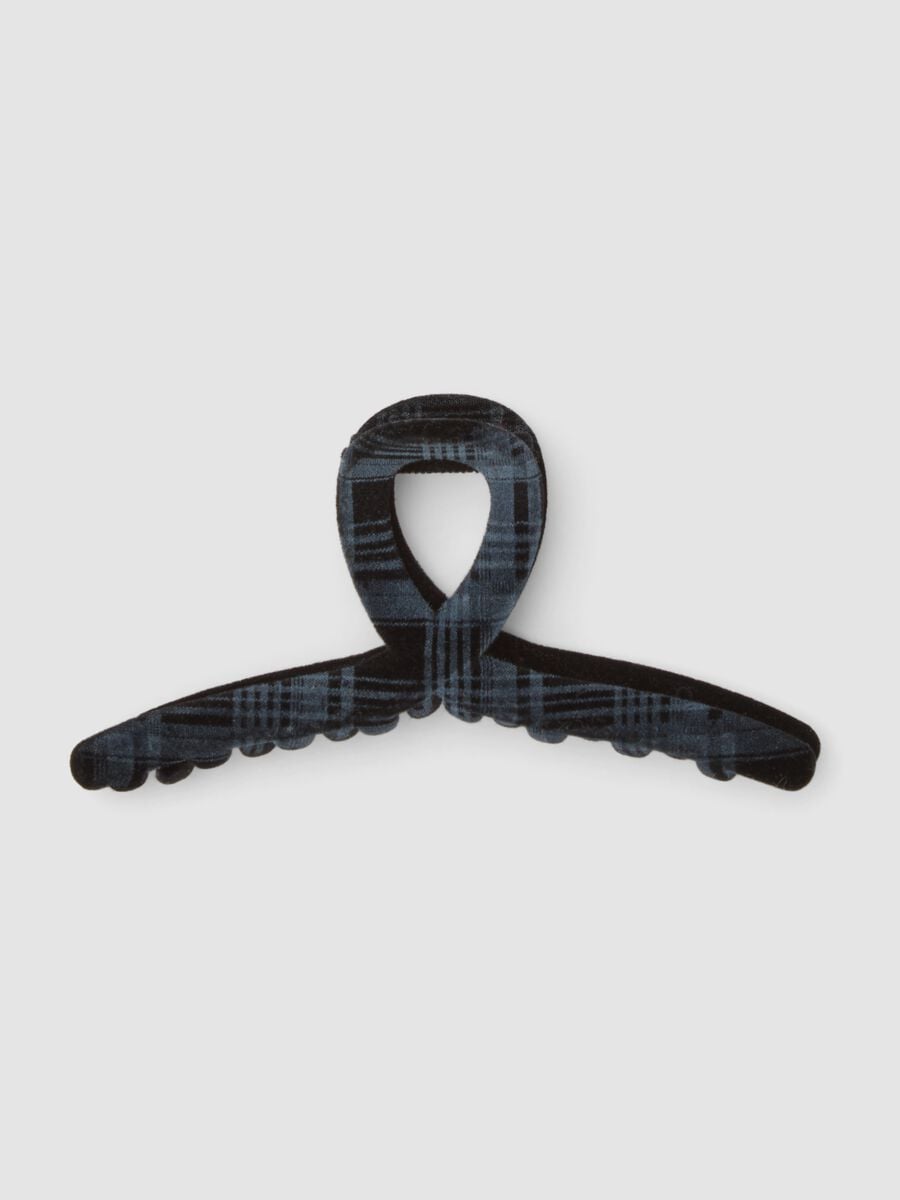 Blue tartan hair claw clip_0