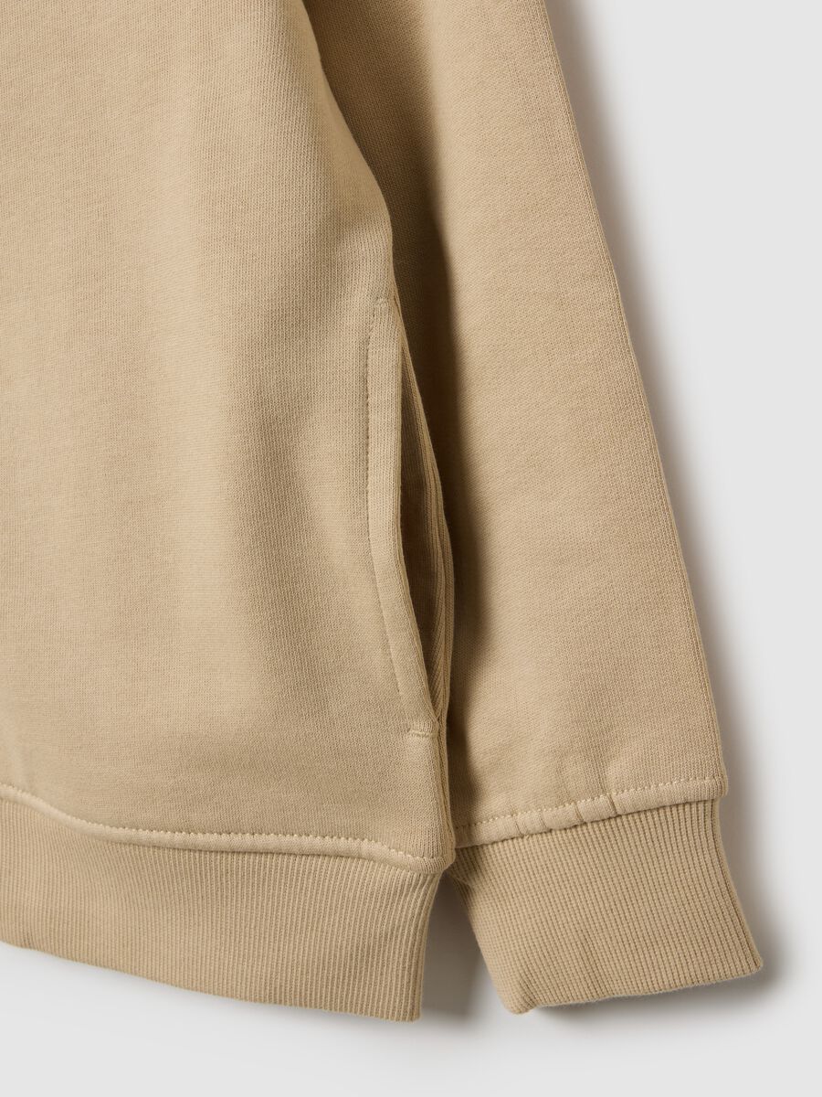 Children's beige pure cotton sweatshirt with regular fit and full zip_3