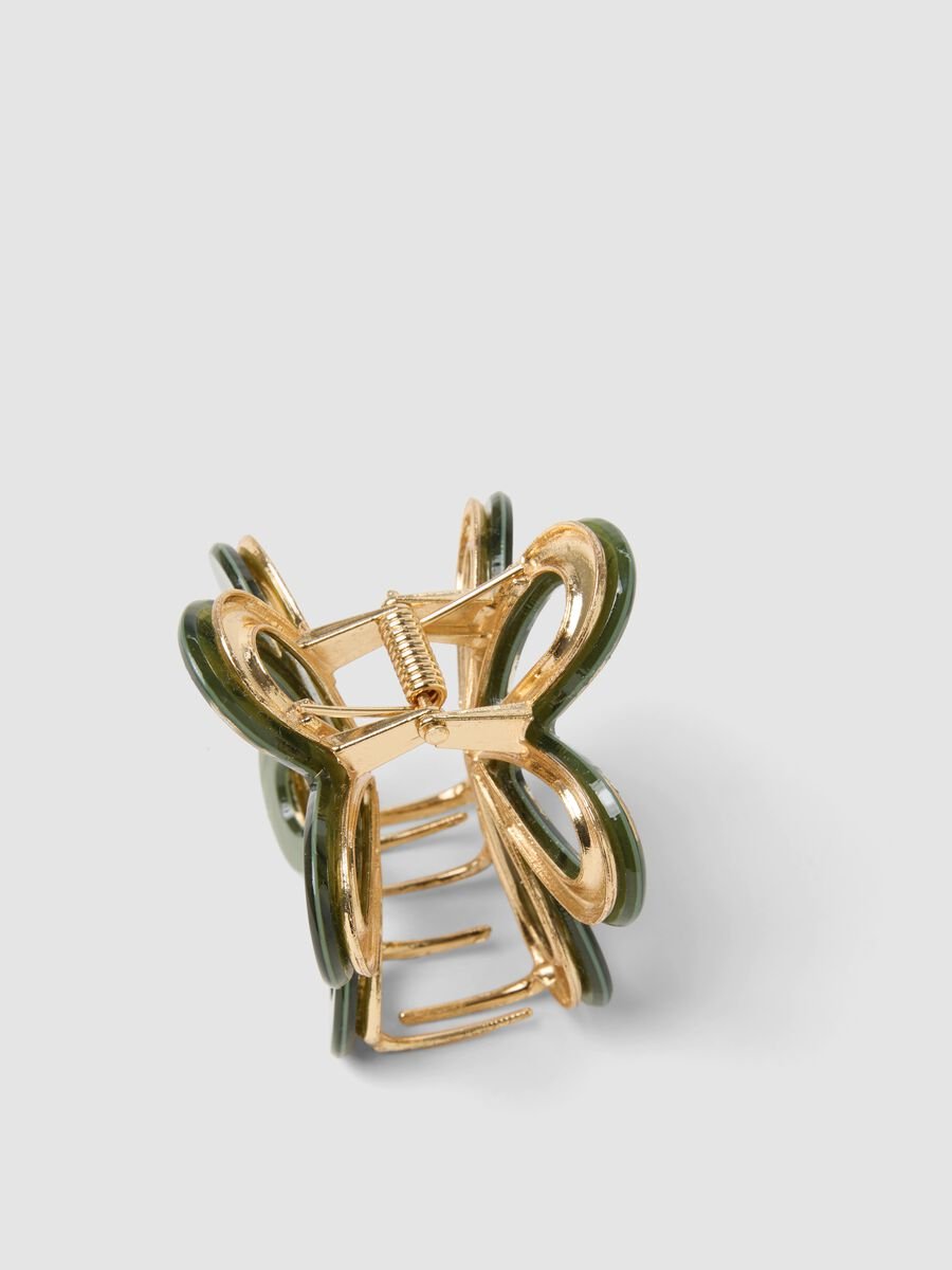 Green flower-shaped hair clip_1