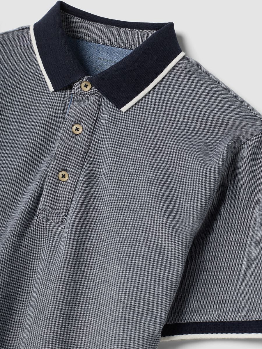 Grey pure cotton polo shirt with classic collar_5