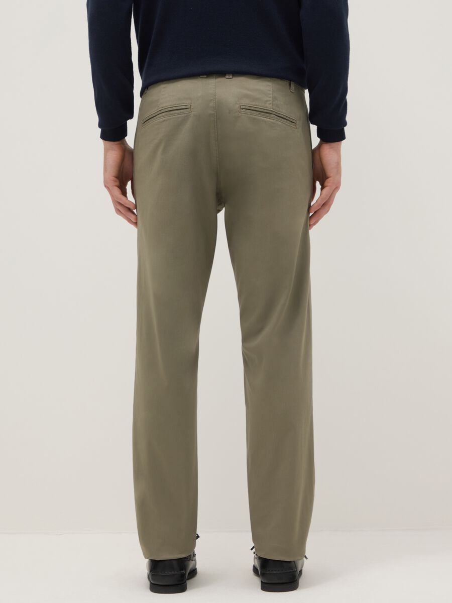 Beige chino trousers in stretch cotton slim fit_2
