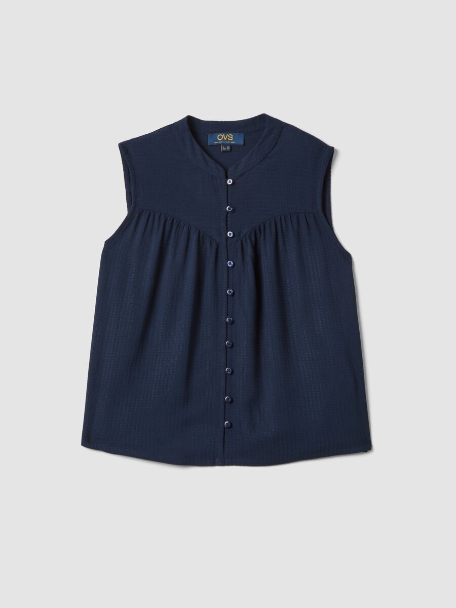 Blue pure viscose regular-fit shirt with embroidered texture_4