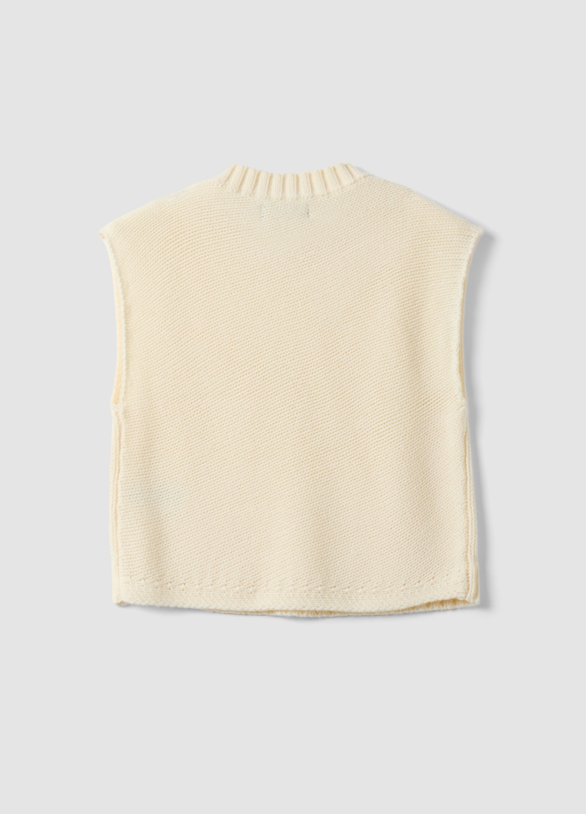 White crew-neck wool-blend oversized gilet
