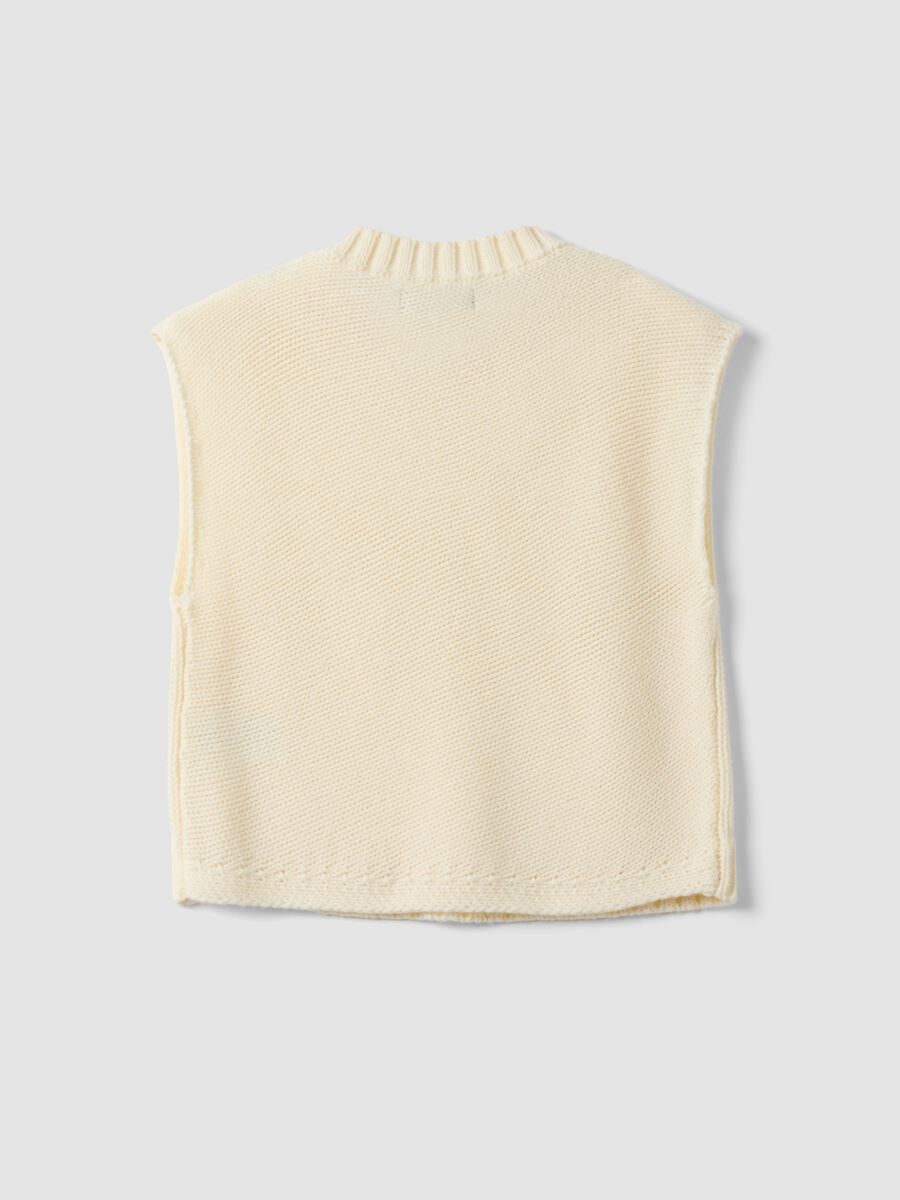Gilet bianco girocollo in misto lana over fit_2