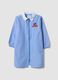 Light blue gingham nursery apron with zip and machine embroidery_0
