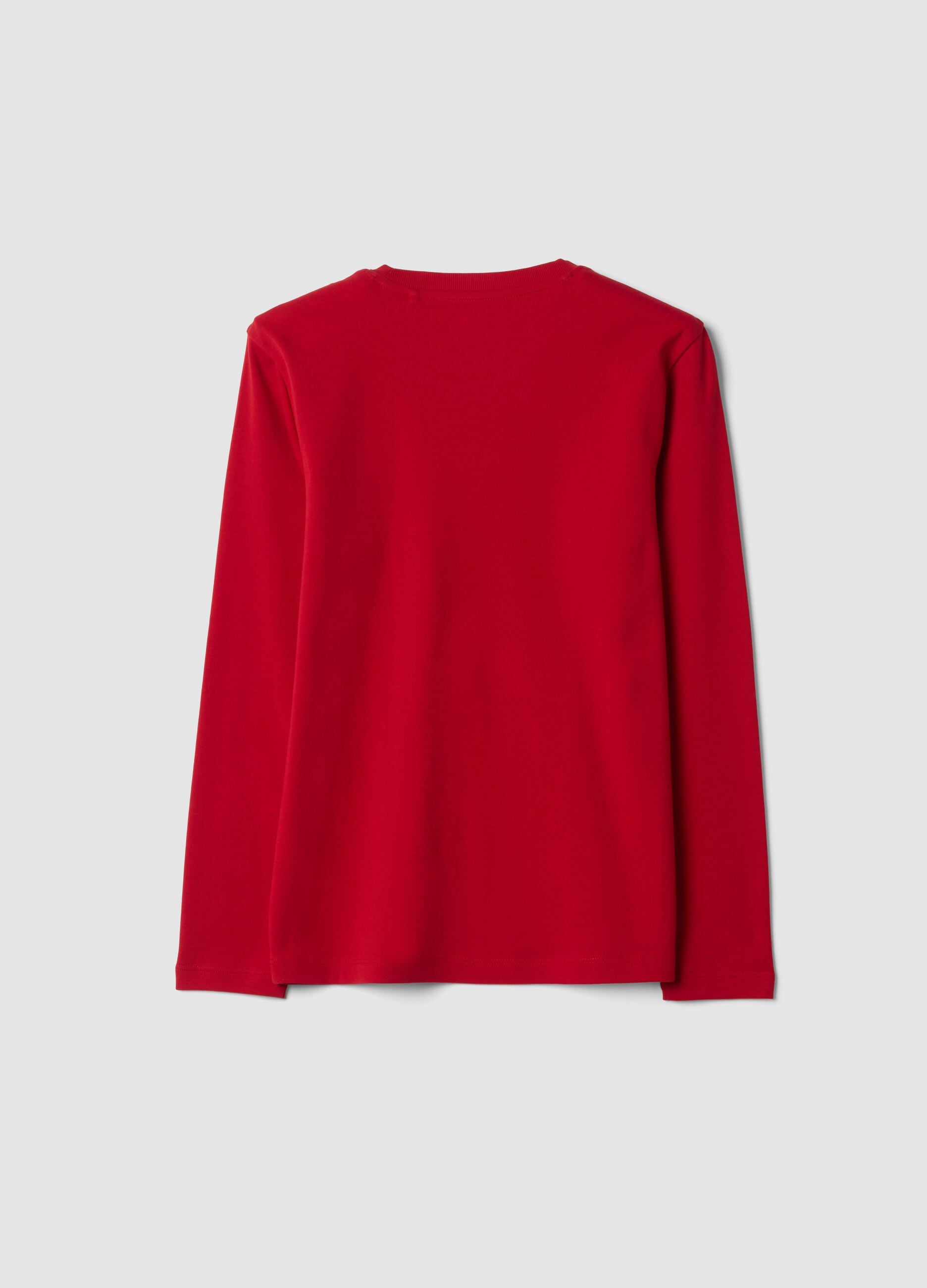 Red organic cotton crew-neck T-shirt