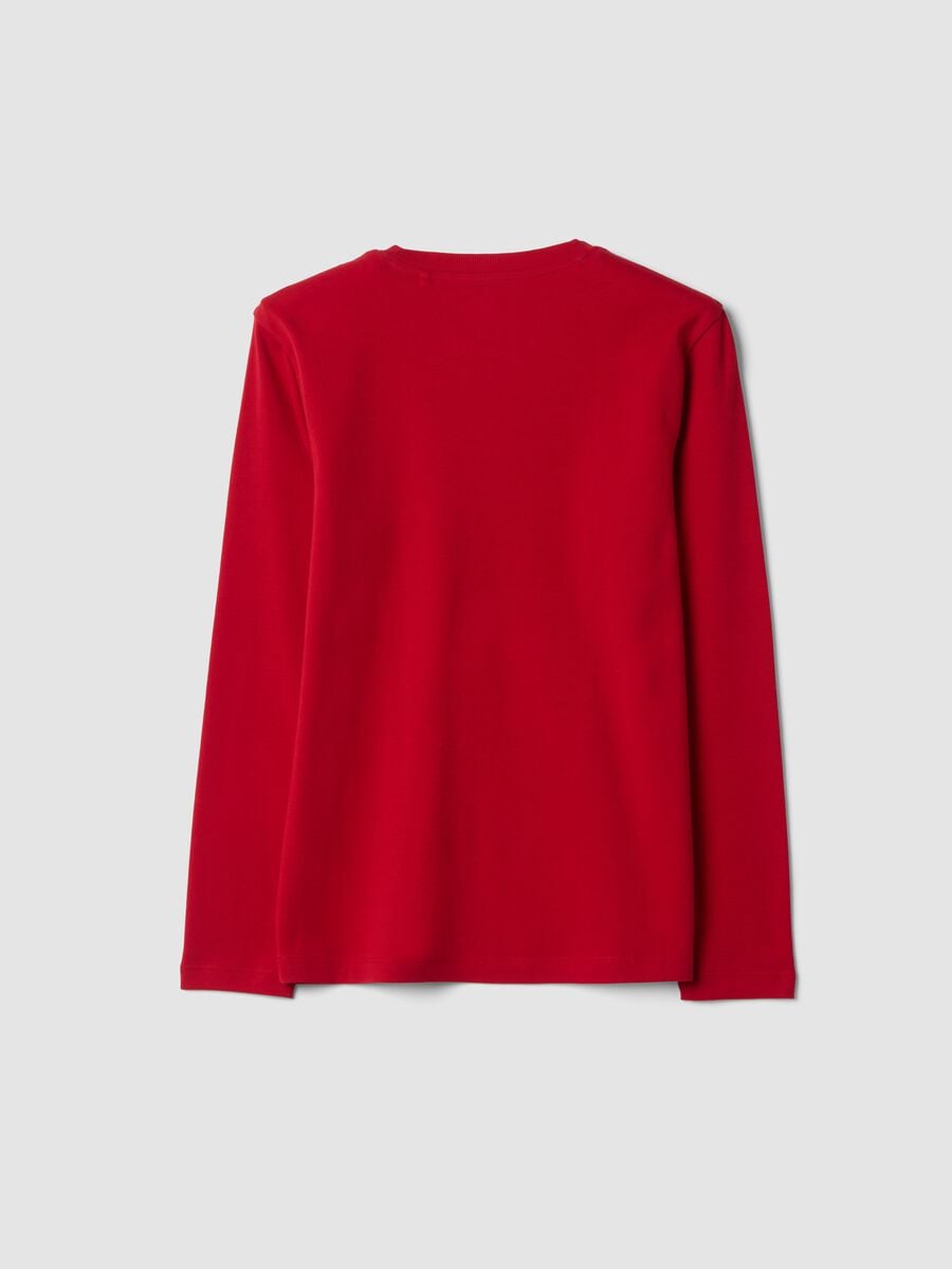 T-shirt rossa in puro cotone organico con girocollo_1