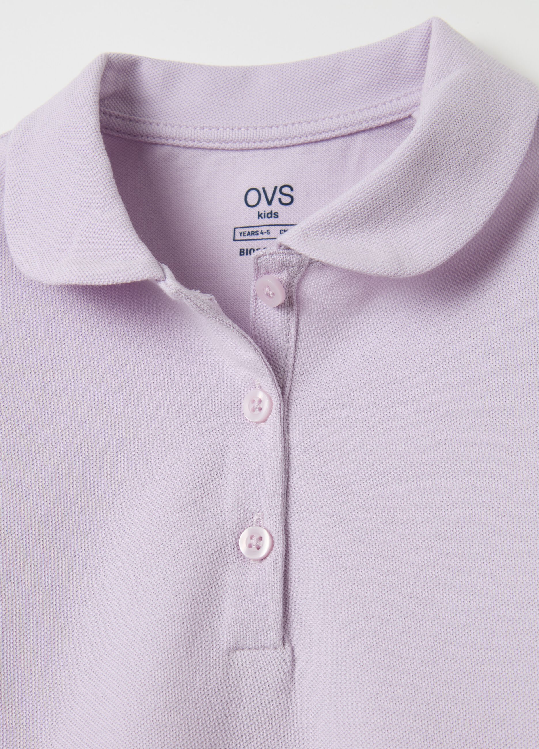 Polo shirt in piquet with puff sleeves