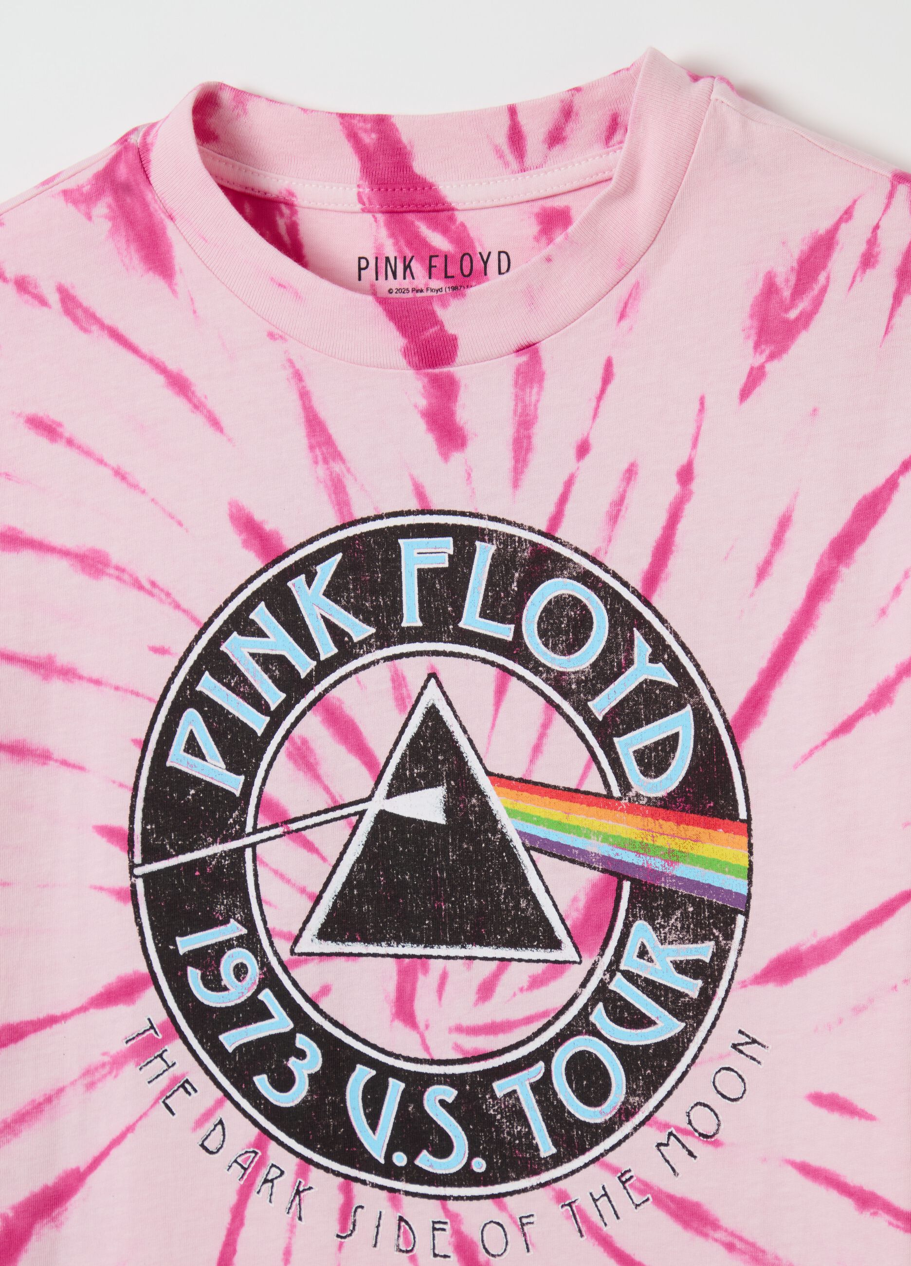 Tie-dye T-shirt with Pink Floyd print
