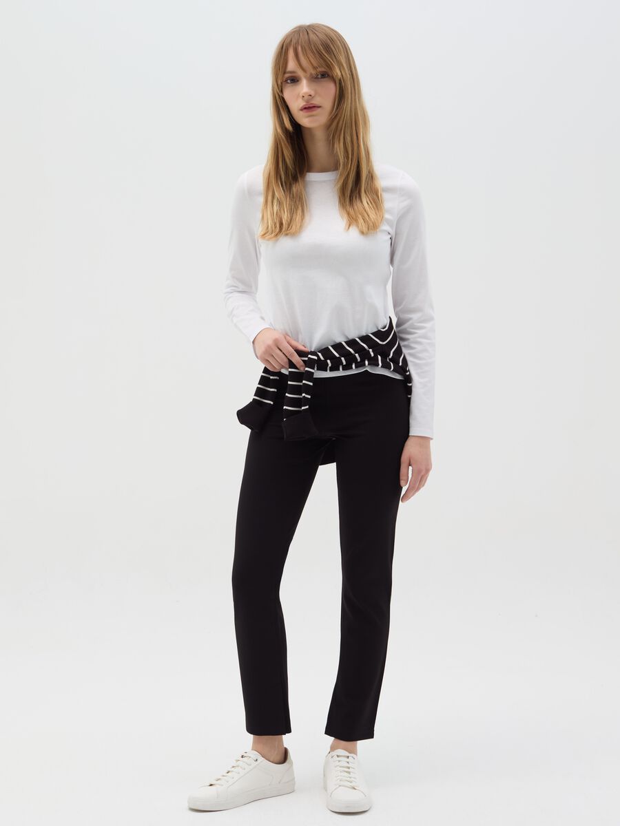 Solid colour stretch leggings_0