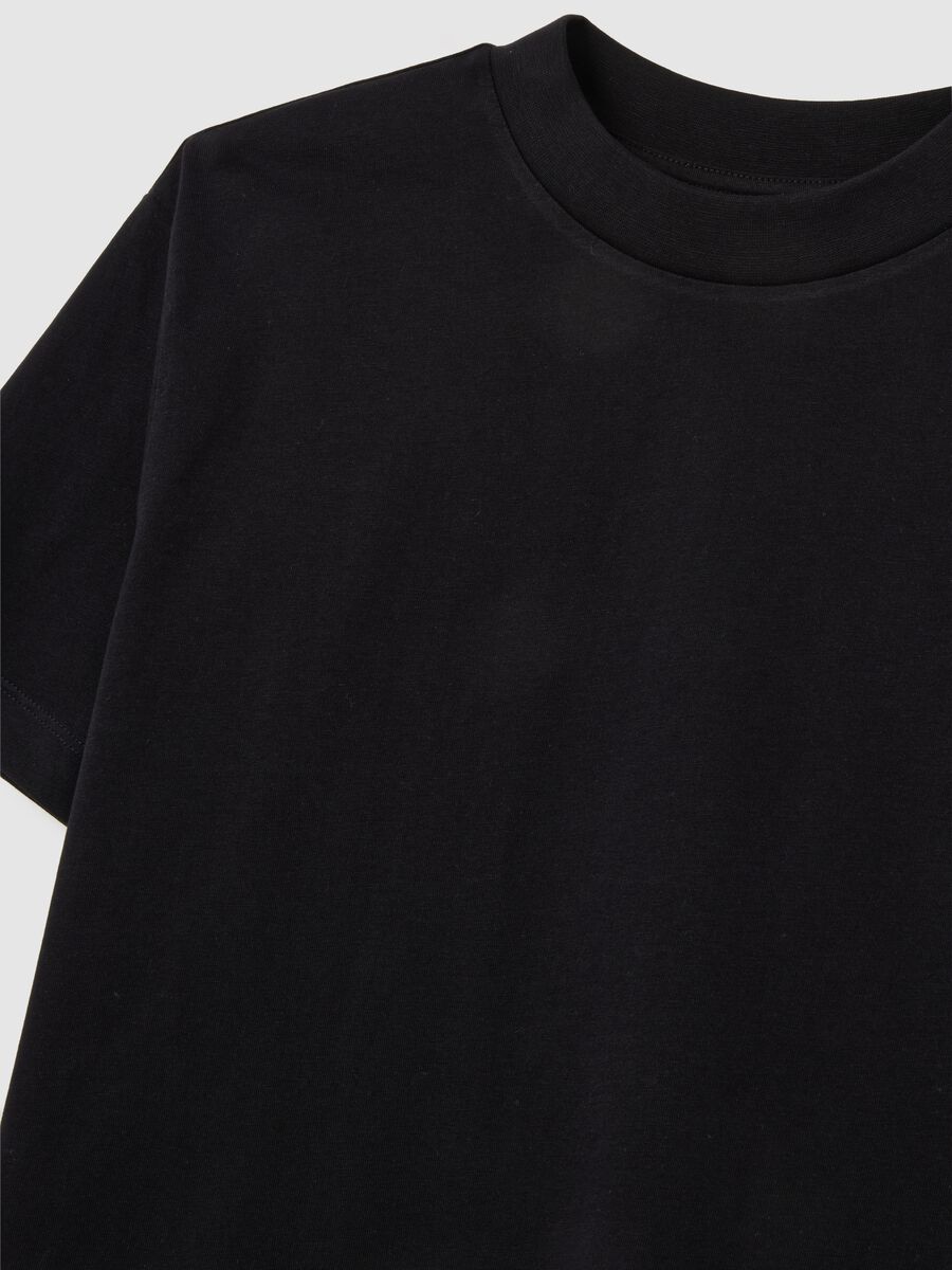 T-shirt da donna in puro cotone nero regular fit_1