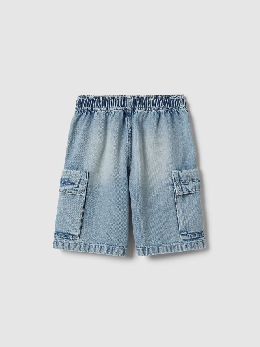 Shorts in puro cotone azzurro baggy per bambino_1