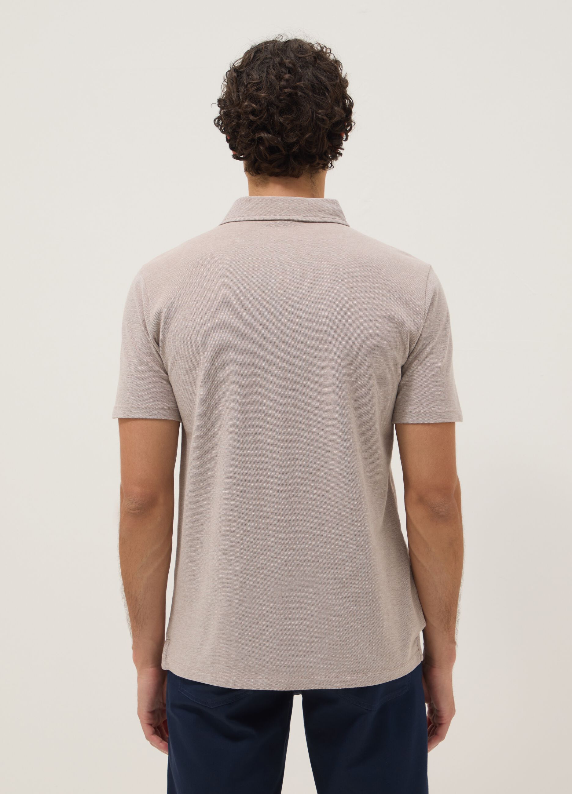 Polo beige in puro cotone a maniche corte