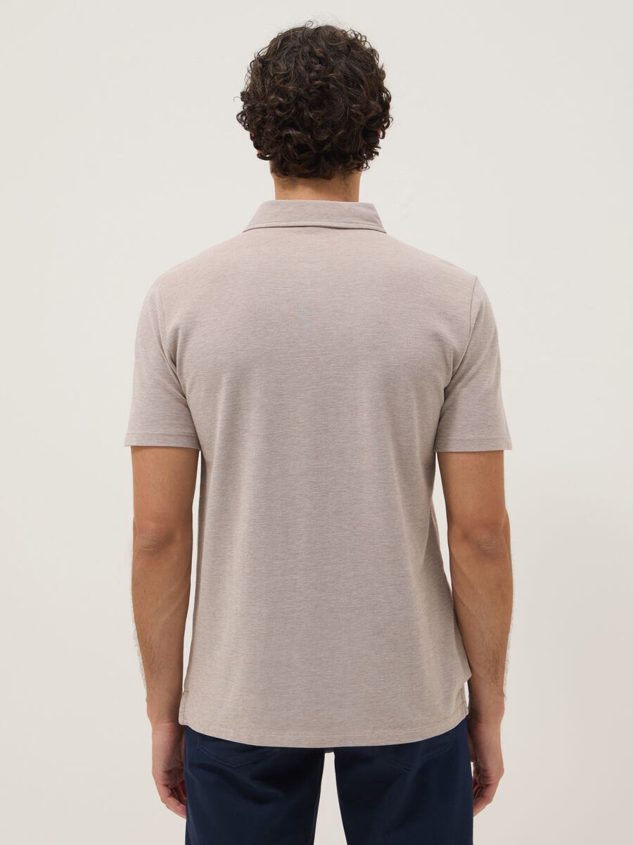 Polo beige in puro cotone a maniche corte_3