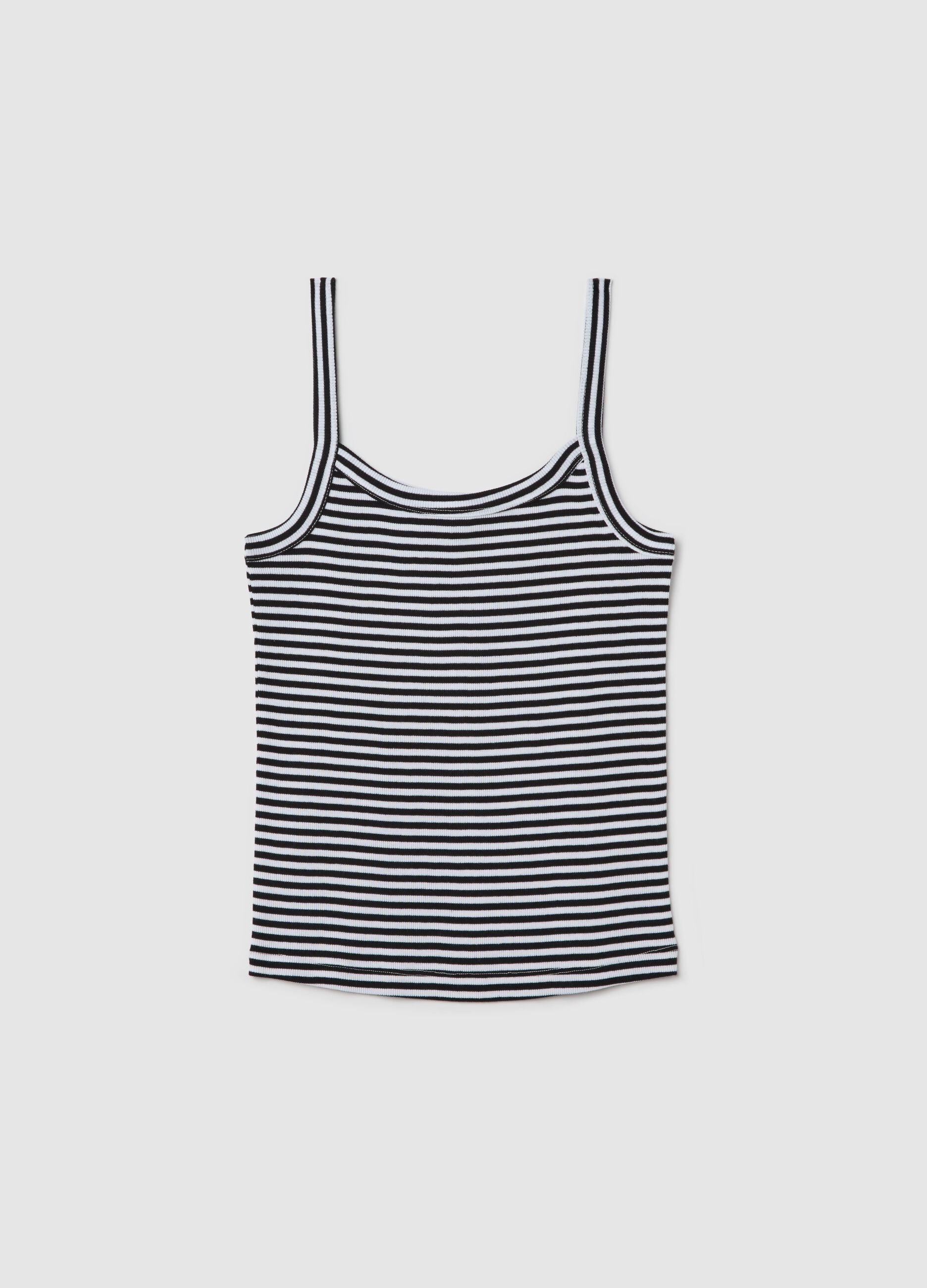 Black and white striped cotton top