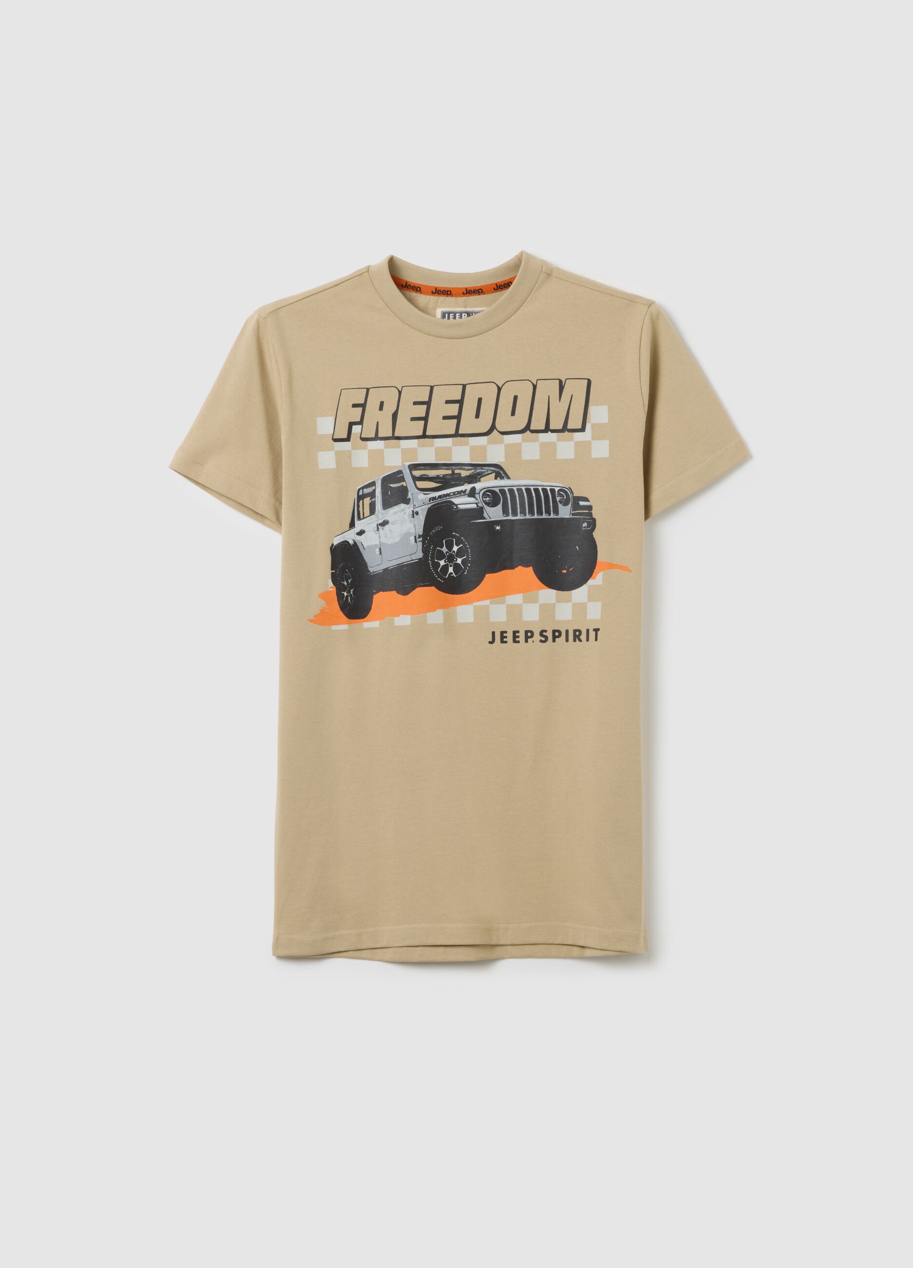 T-shirt da bambino in puro cotone beige regular fit