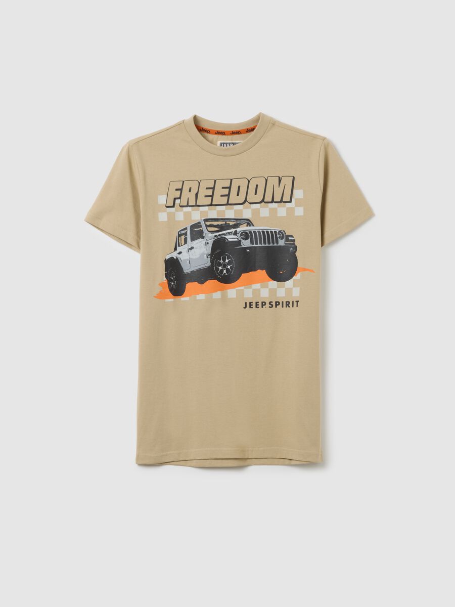 T-shirt da bambino in puro cotone beige regular fit_0