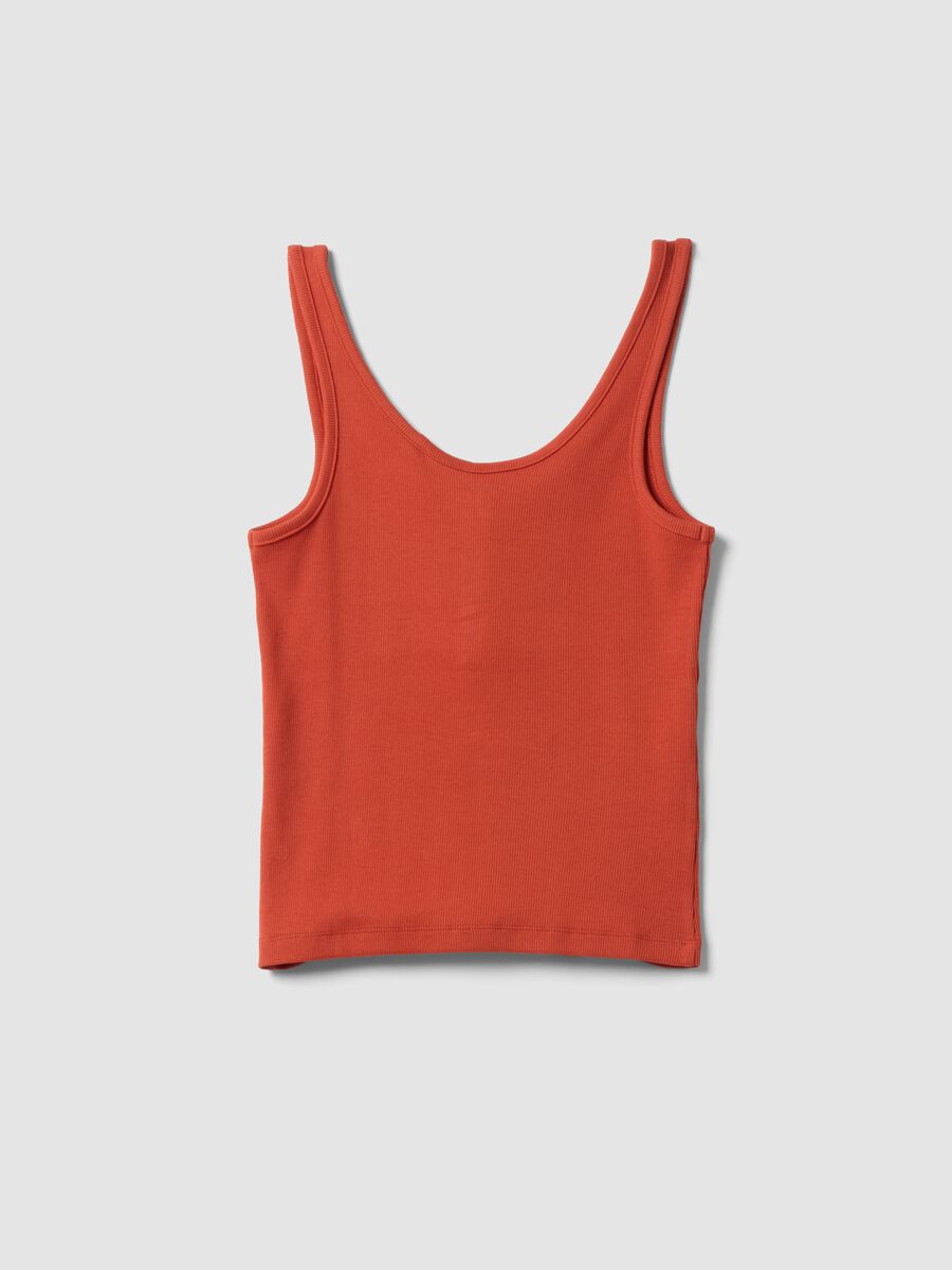 Tank top rosso in cotone elasticizzato con bottoni regular fit_5