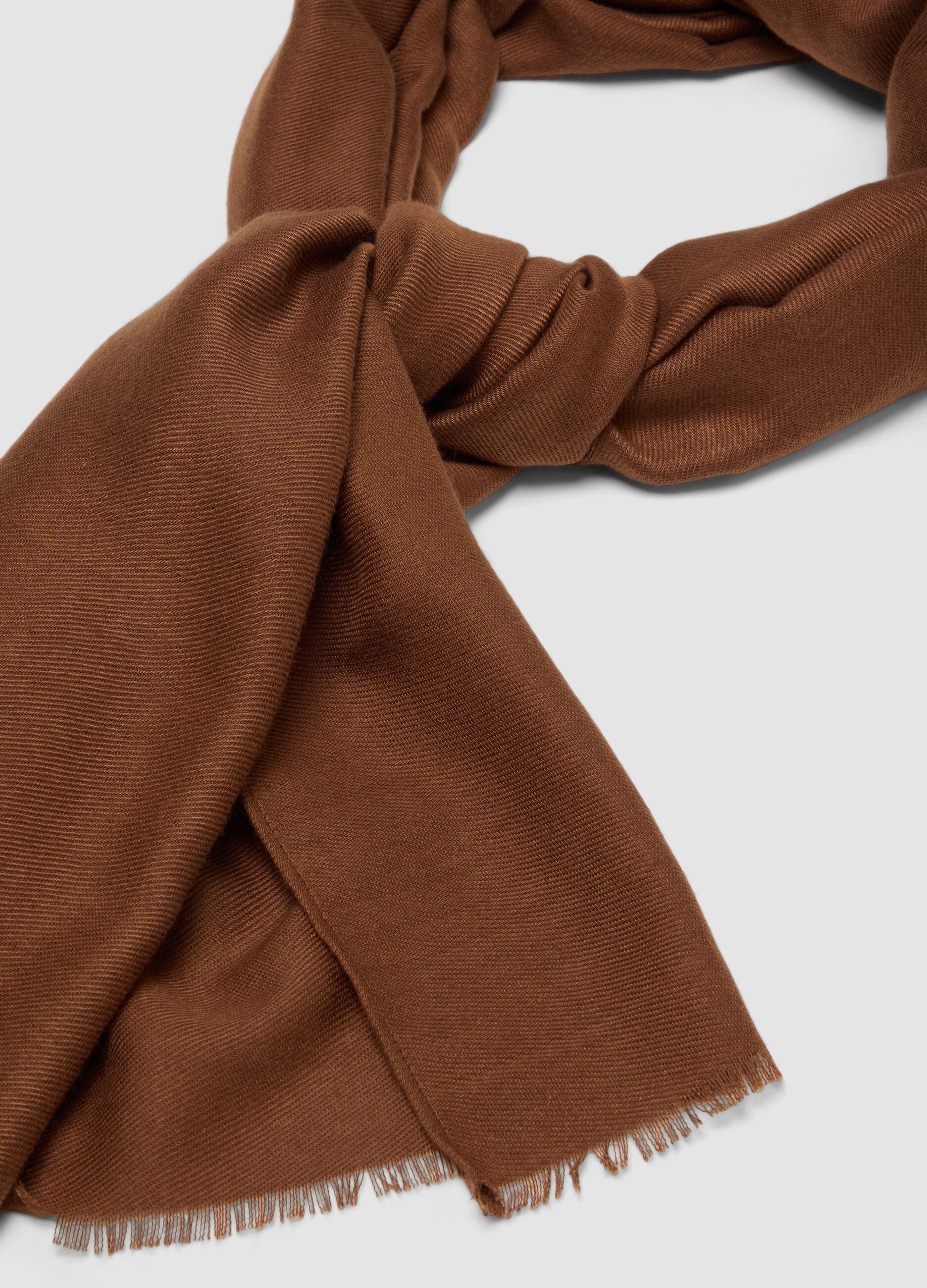 Brown fringed scarf