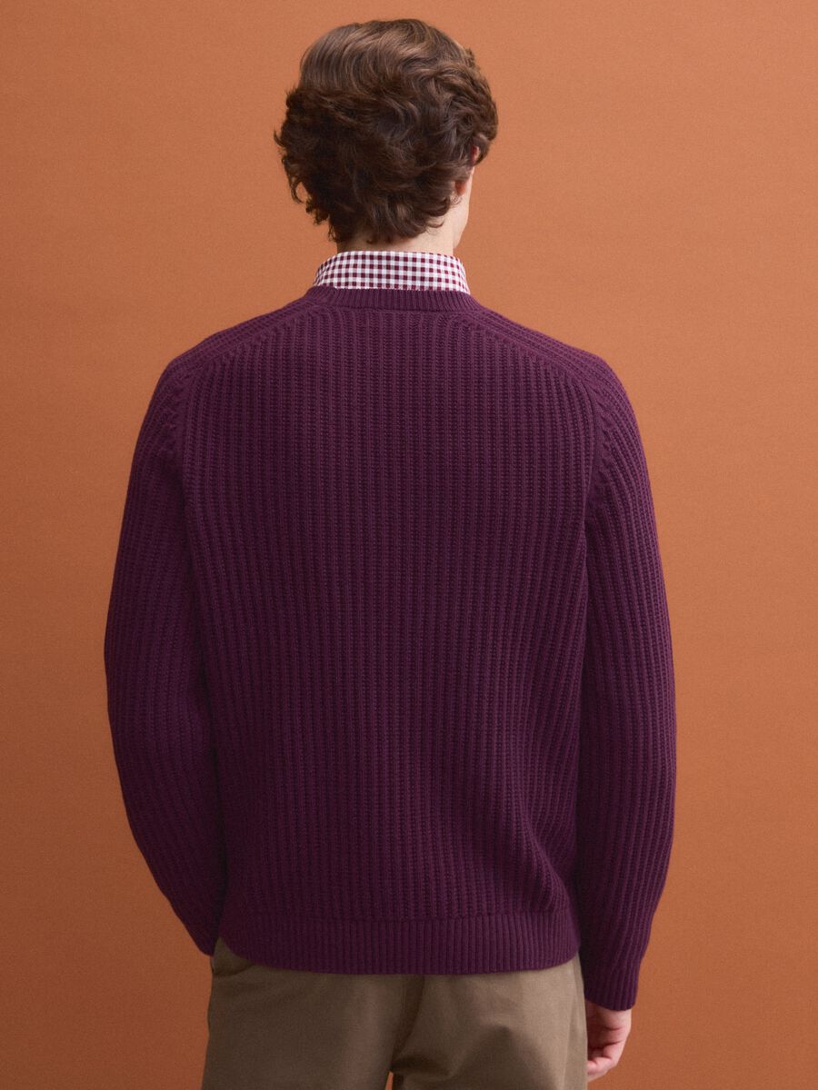 Maglia viola in misto cotone a coste con girocollo regular fit_3