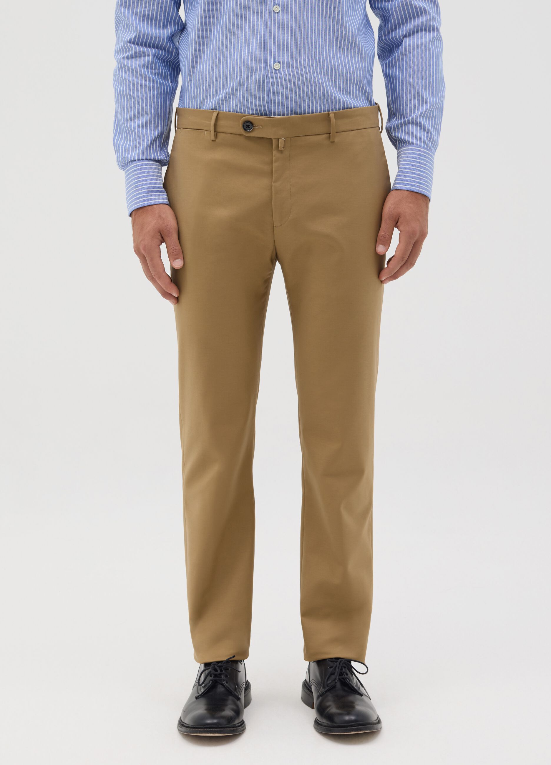 Beige slim-fit chino trousers